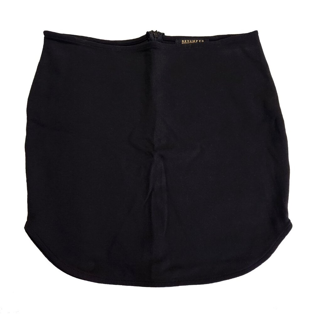 Black Round Hem Mini Skirt